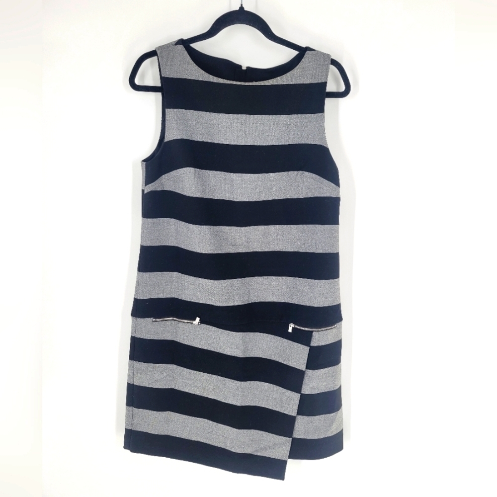 Banana Republic Haily women's Gray Black Striped Sleeveless‎ Dress Size 8